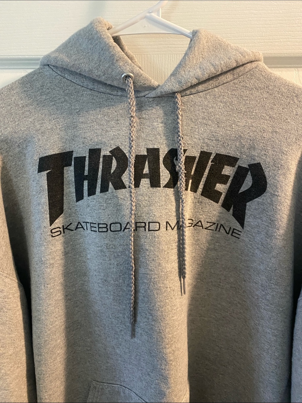 Thrasher Gray Logo Hoodie - Light Gray with Black Print - Picture 2 of 5
